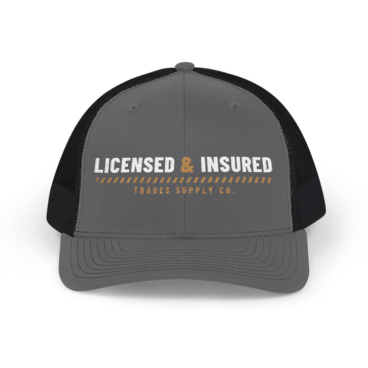 Licensed & Insured — Embroidered Snapback Trucker Hat — view 2