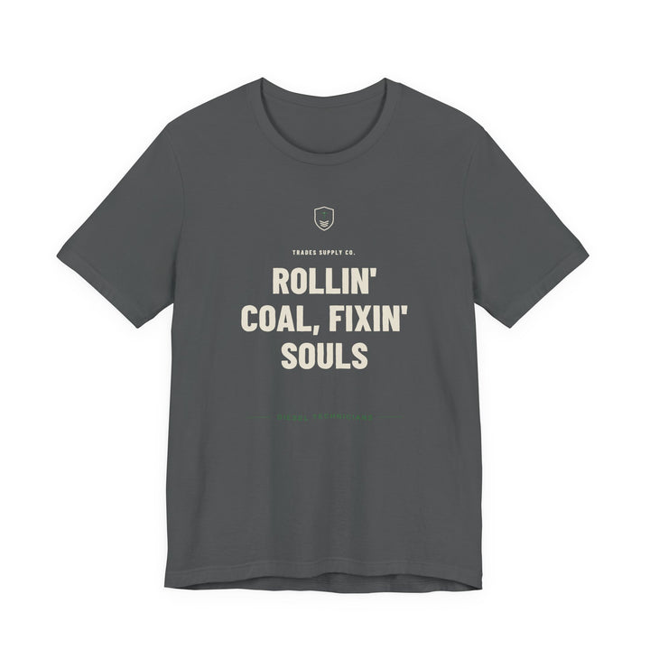 Rollin' Coal, Fixin' Souls — Funny Diesel Tech T-Shirt — alternate view