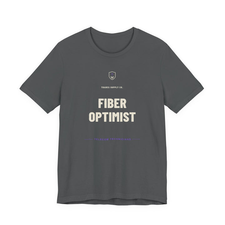 Fiber Optimist — Funny Telecom Tech T-Shirt — alternate view