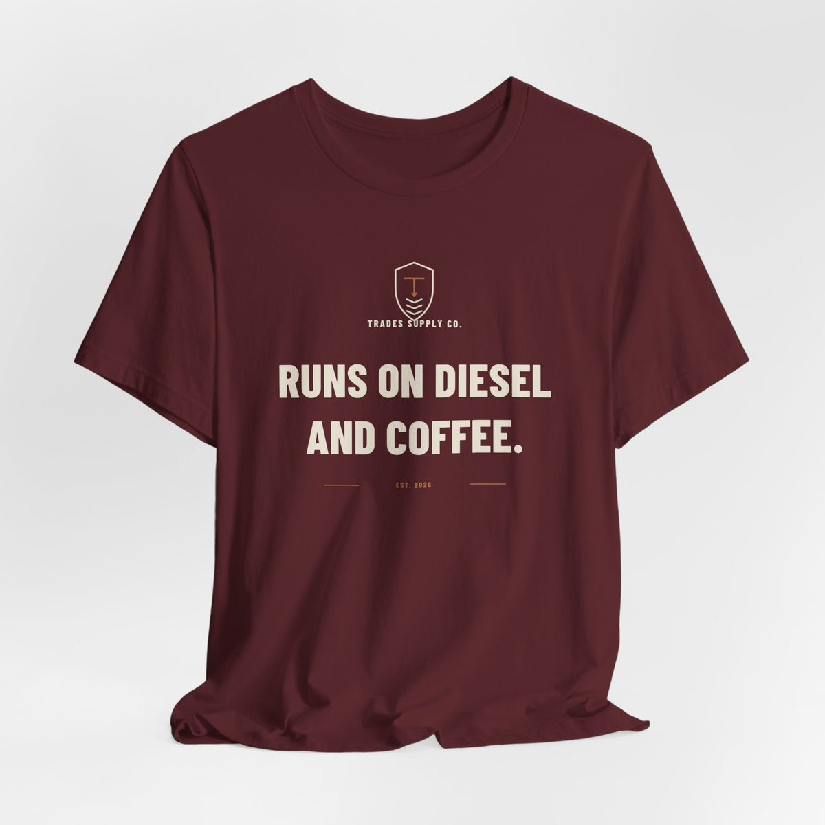Runs On Diesel And Coffee — Funny Trades T-Shirt