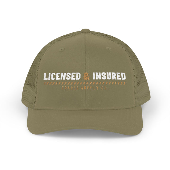 Licensed & Insured — Embroidered Snapback Trucker Hat — view 3
