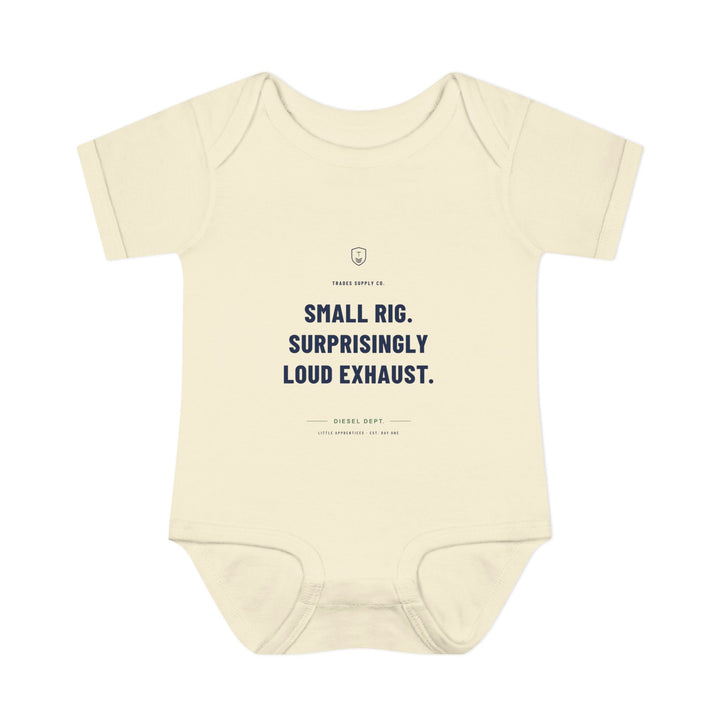 Small Rig. Surprisingly Loud Exhaust. — Diesel Tech Baby Bodysuit — alternate view