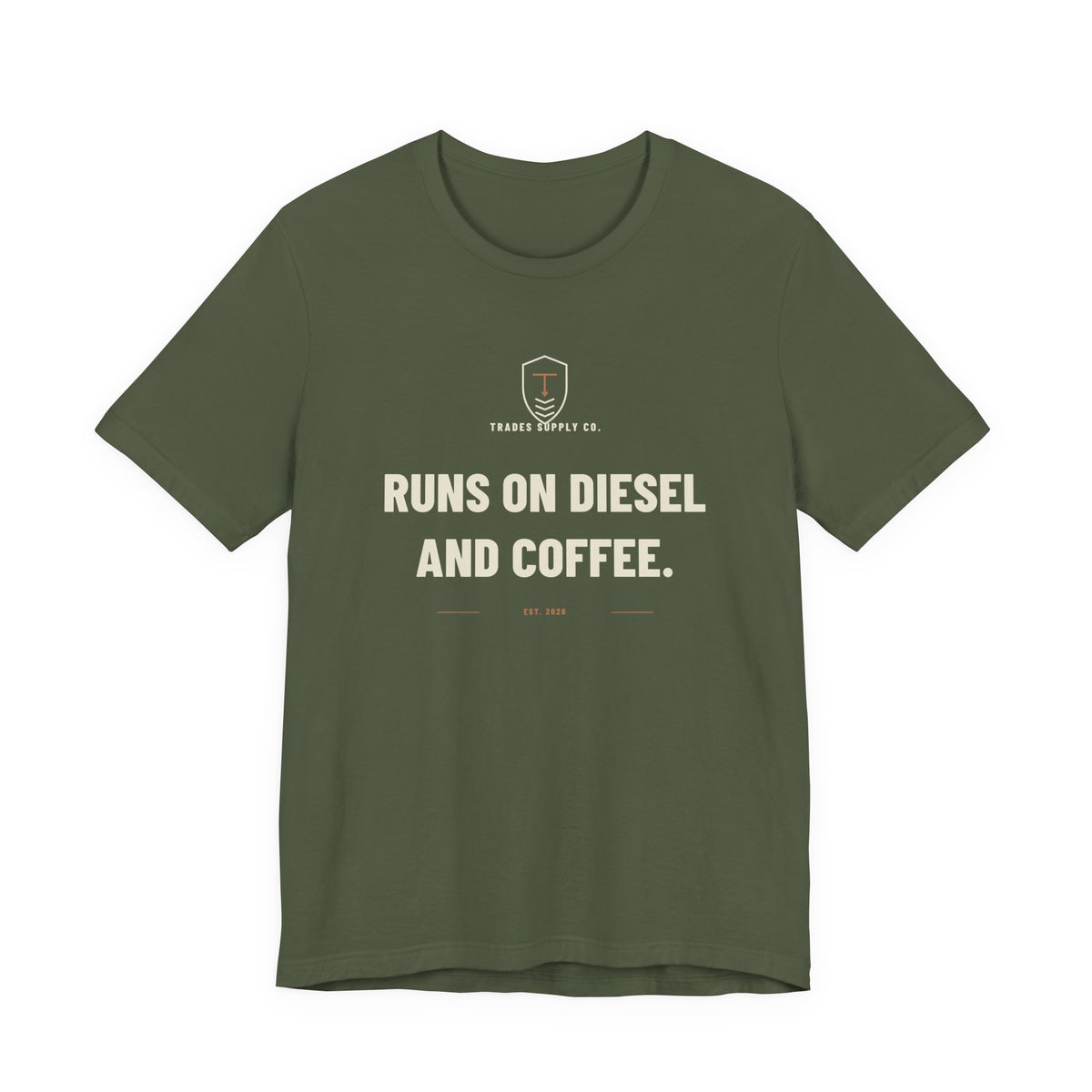 Runs On Diesel And Coffee — Funny Trades T-Shirt