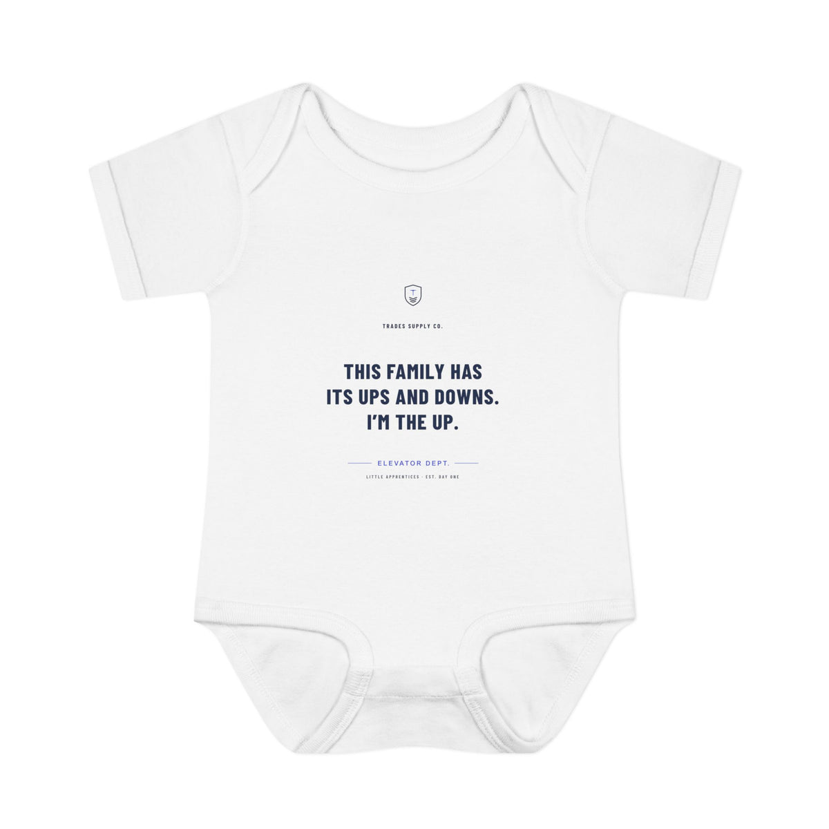 This Family Has Its Ups And Downs. I'm The Up. — Elevator Mechanic Baby Bodysuit